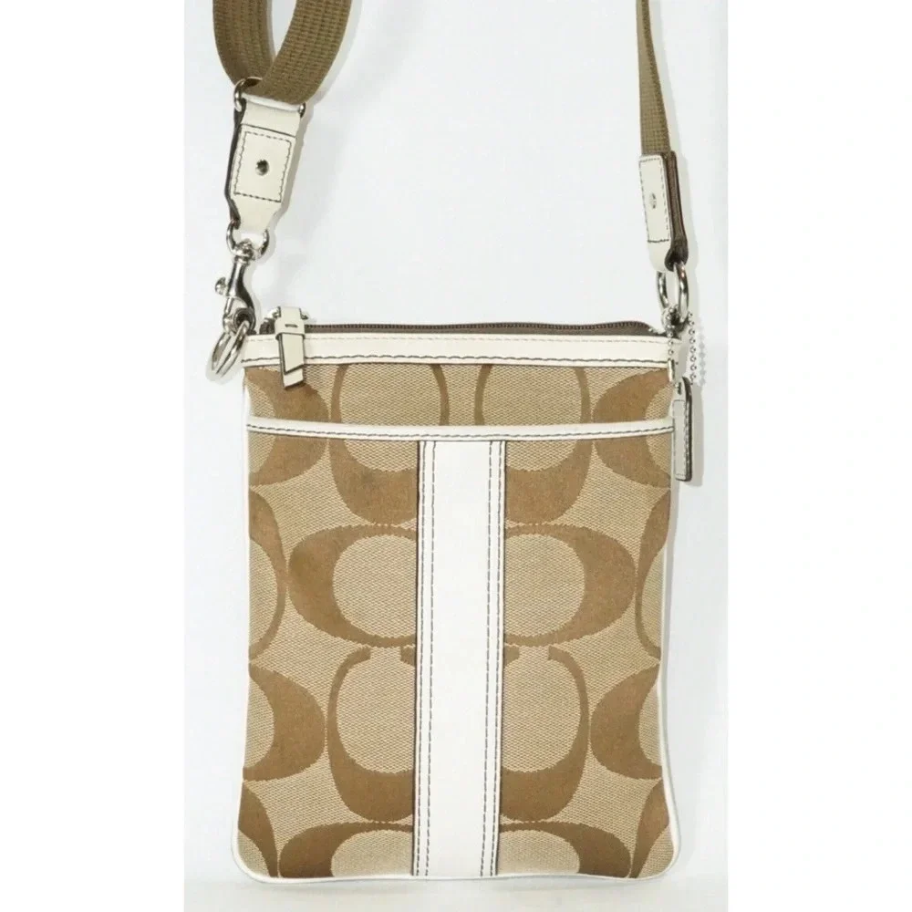 Coach Signature Canvas Crossbody  Zip Top Closure